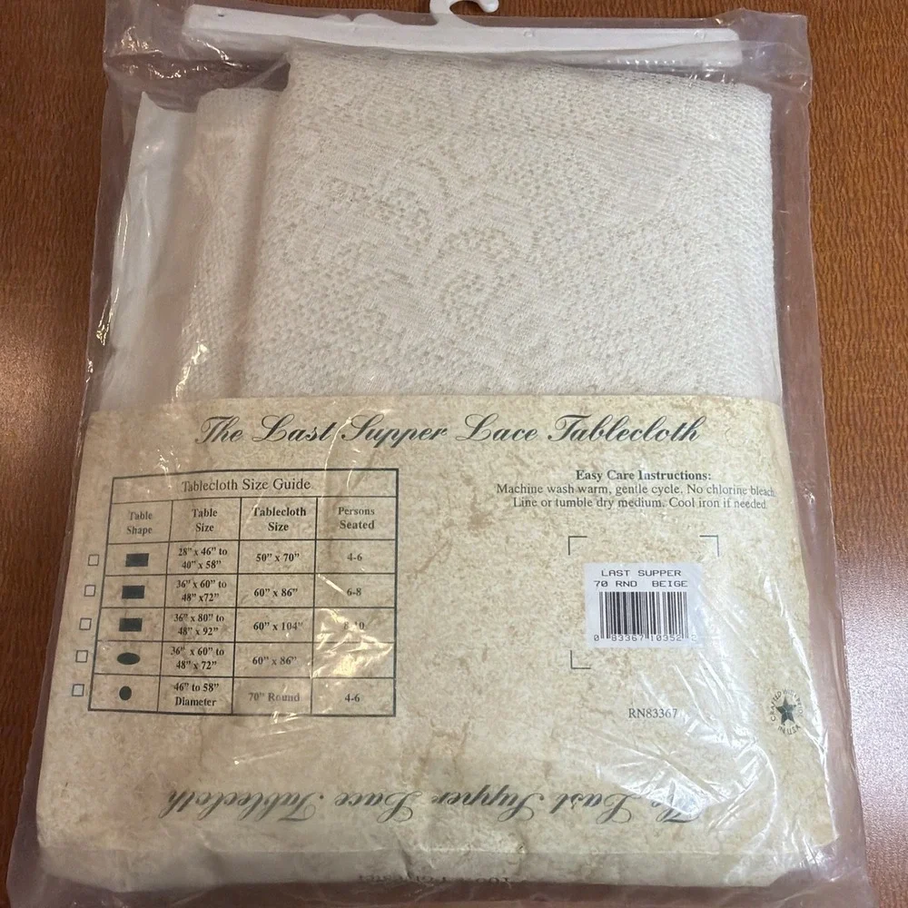 Vintage THE LAST SUPPER Lace Tablecloth NIP 70